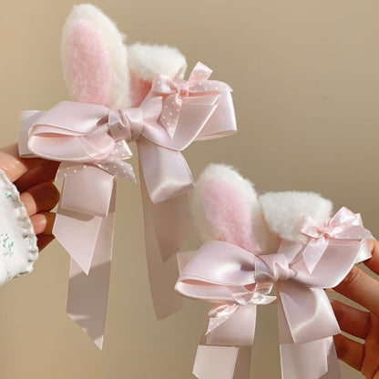 Set / Hair Clip Bow Rabbit Ear