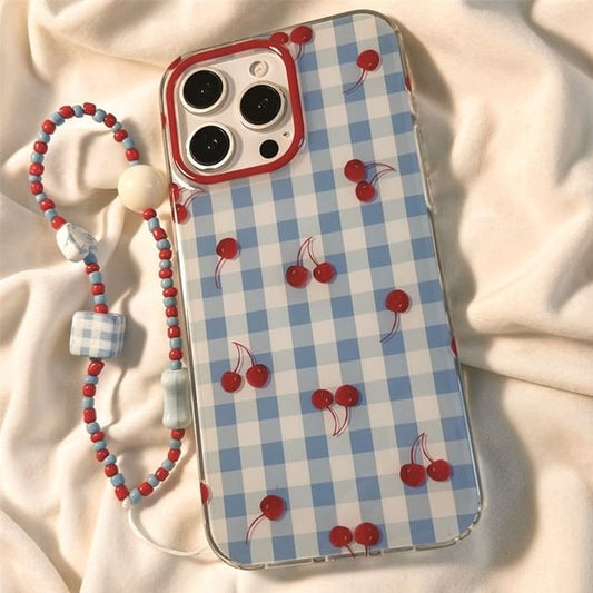 iPhone Print Case Strap / Cherry Set Beaded