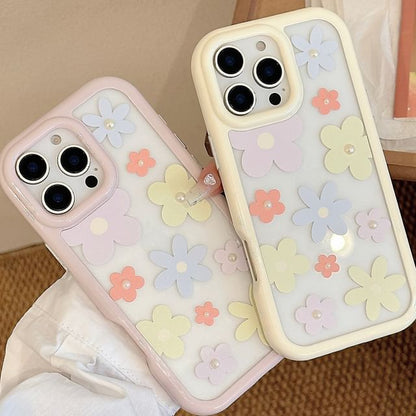 Pearl Floral Case Set: iPhone + Faux Sticker Print