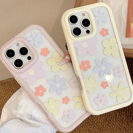 Pearl Floral Case Set: iPhone + Faux Sticker Print