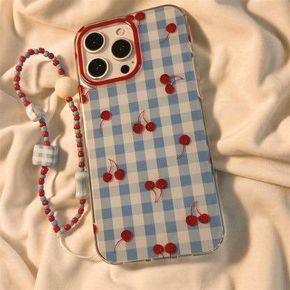 iPhone Print Case Strap / Cherry Set Beaded