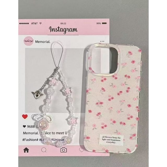 / Floral iPhone Print Beaded Case Set Strap