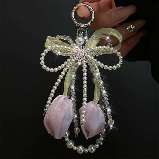 with Phone Pad Pearl Lanyard Faux