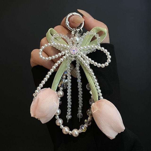 with Phone Pad Pearl Lanyard Faux