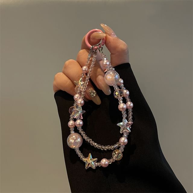 Faux Pearl Star Phone Lanyard
