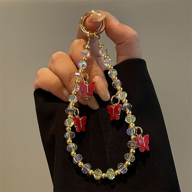 Phone Butterfly Beaded Lanyard