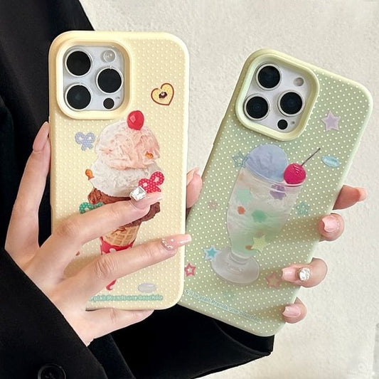 Ice Case Print Phone Cream