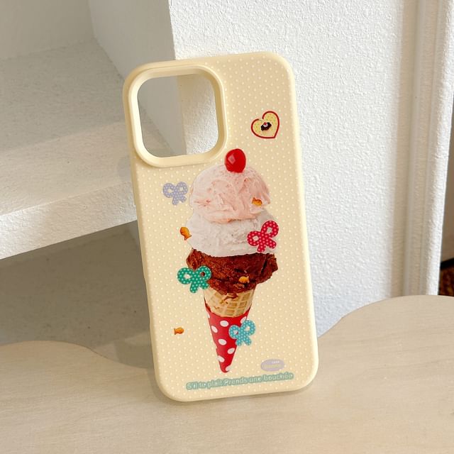 Ice Case Print Phone Cream