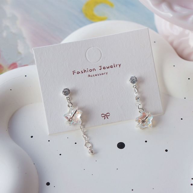 On / Star Earring Clip Asymmetrical Dangle