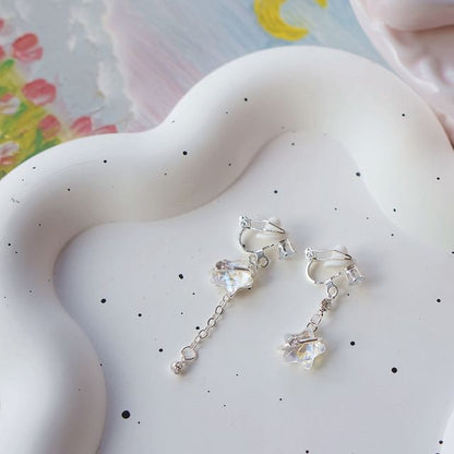 On / Star Earring Clip Asymmetrical Dangle