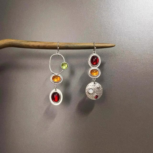 Asymmetrical Dangle Earring Gemstone