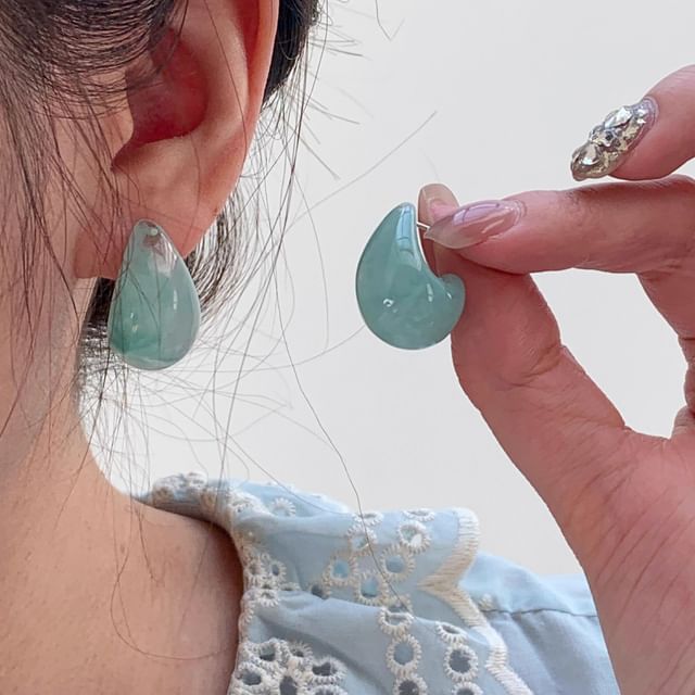 Water Earring Leverback Drop Glazed