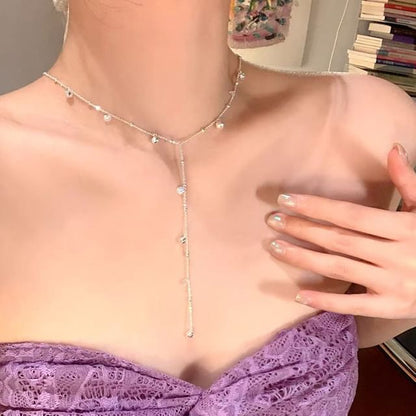 Lariat Necklace Bead Station Chain