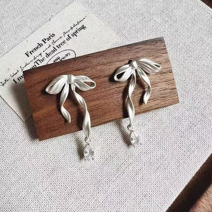 Clip-On Drop / Rhinestone Earring Bow