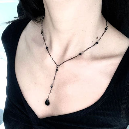 Chain Station Crystal Faux Necklace