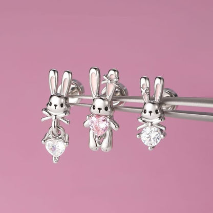of 3: Rhinestone Ear Set Stud Rabbit