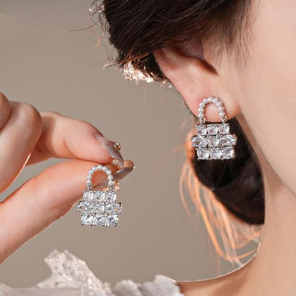 Rhinestone Handbag Faux Pearl Earring Drop