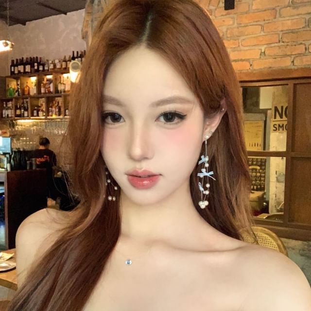 Pearl Bow Faux Earring Fringed Drop