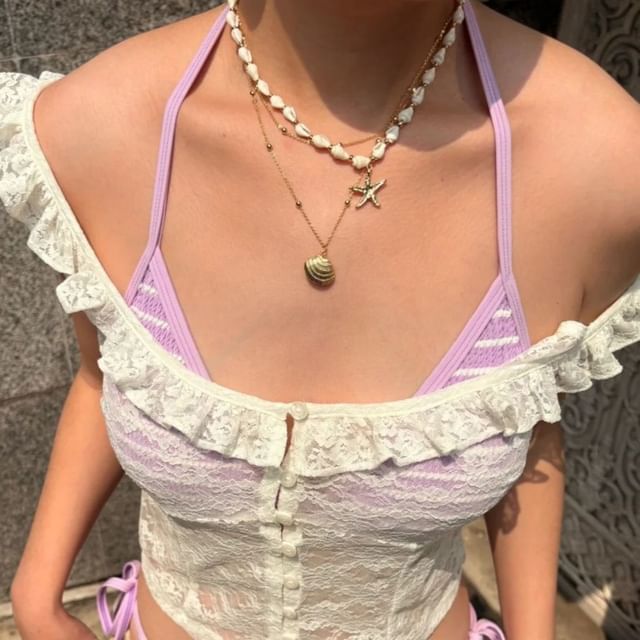 + Set: Pendant Chain Station Shell Necklace Starfish