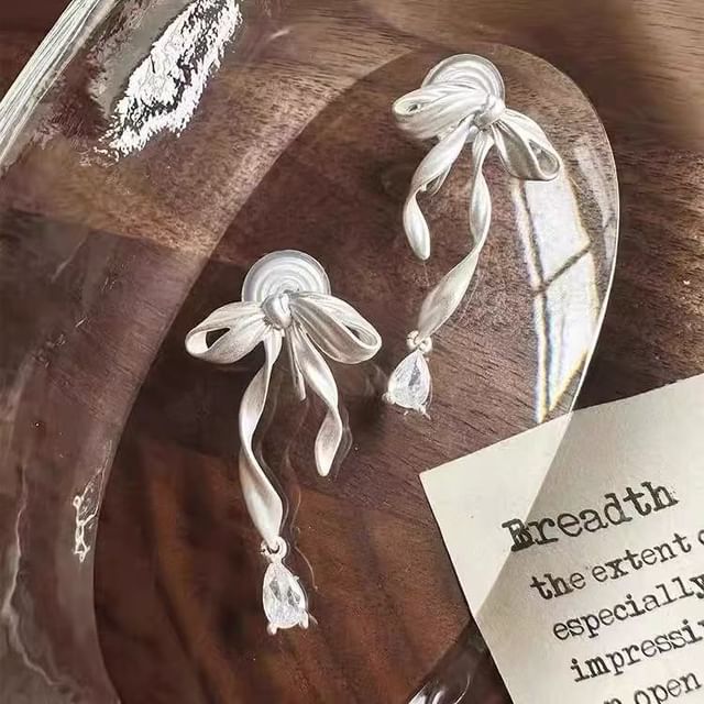 Clip-On Drop / Rhinestone Earring Bow