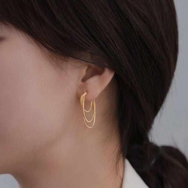 Sterling Earring Hoop 925 Silver Layered