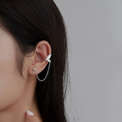 Ear Chain 925 Fish Silver Sterling Tail Cuff