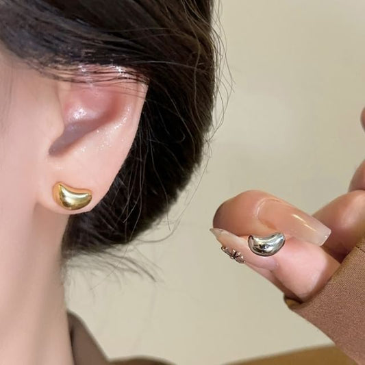 Silver 925 Bean Sterling Stud Earring