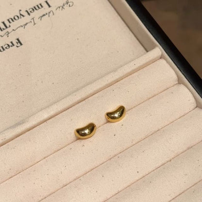 Silver 925 Bean Sterling Stud Earring