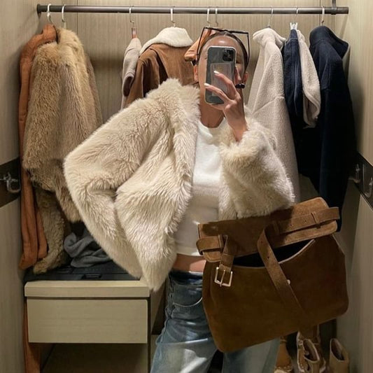 Plain Fluffy Hooded Jacket