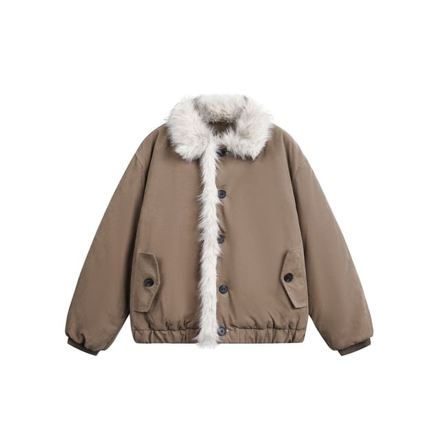 Furry-Trim Padded Jacket