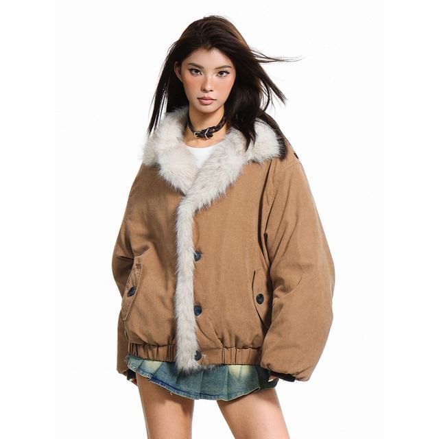 Furry-Trim Padded Jacket