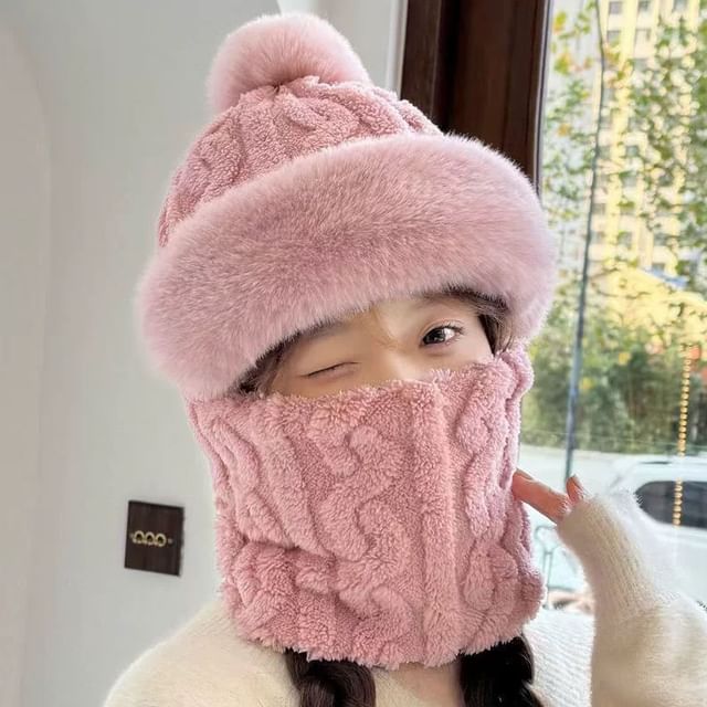 Pom Pom Faux Fur Balaclava (Various Designs)