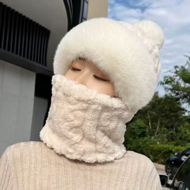 Pom Pom Faux Fur Balaclava (Various Designs)