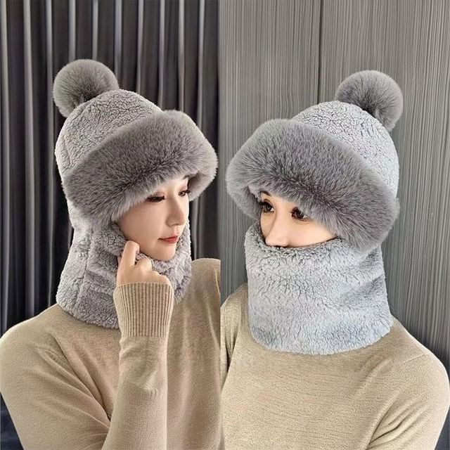 Pom Pom Faux Fur Balaclava (Various Designs)