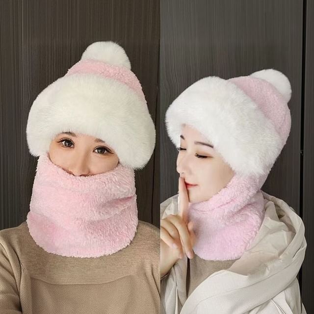 Pom Pom Faux Fur Balaclava (Various Designs)