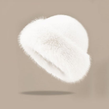 Leopard Print / Plain Faux Fur Bucket Hat