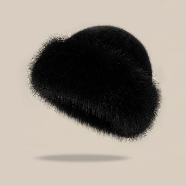 Leopard Print / Plain Faux Fur Bucket Hat