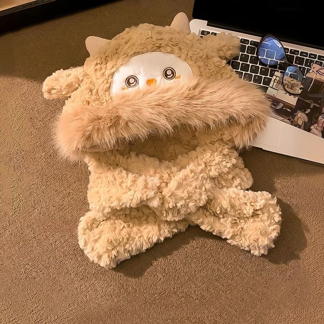 Sheep Faux Shearling Faux Fur Hooded Scarf