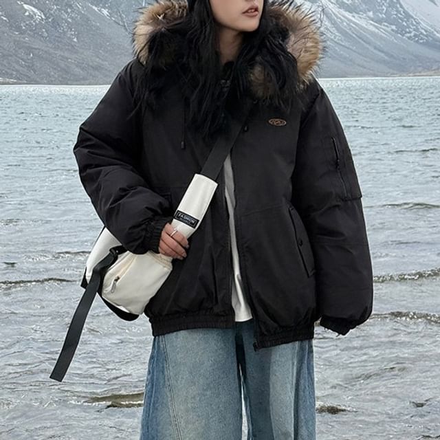 Furry Trim Zip-Up Padded Jacket