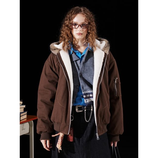 Faux Fur-Trim Hooded Padded Jacket