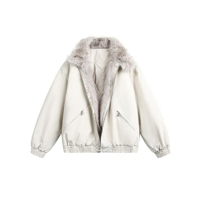 Faux Fur-Trim Stand-Collar Padded Jacket