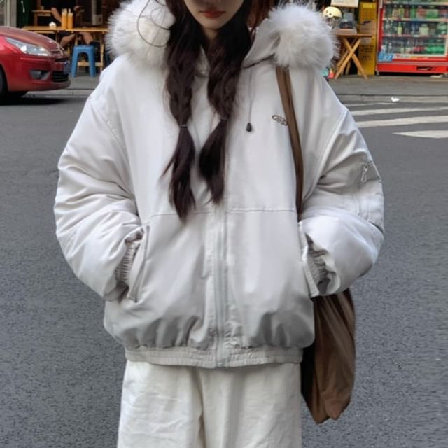 Furry Trim Zip-Up Padded Jacket