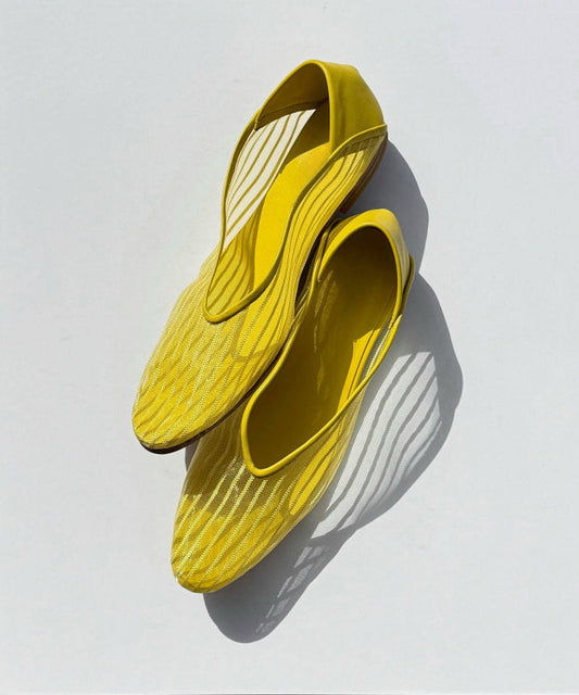 Yellow Women Shoes Mesh Breathable Feet Stylish Splicing Flat