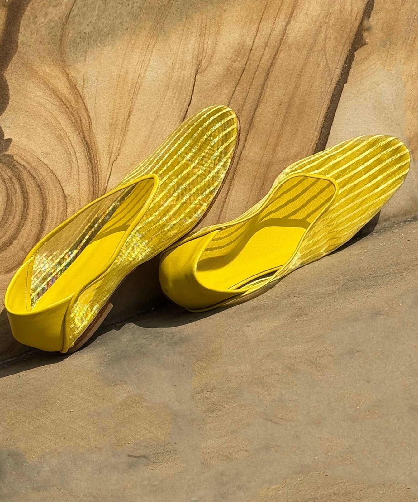 Yellow Women Shoes Mesh Breathable Feet Stylish Splicing Flat