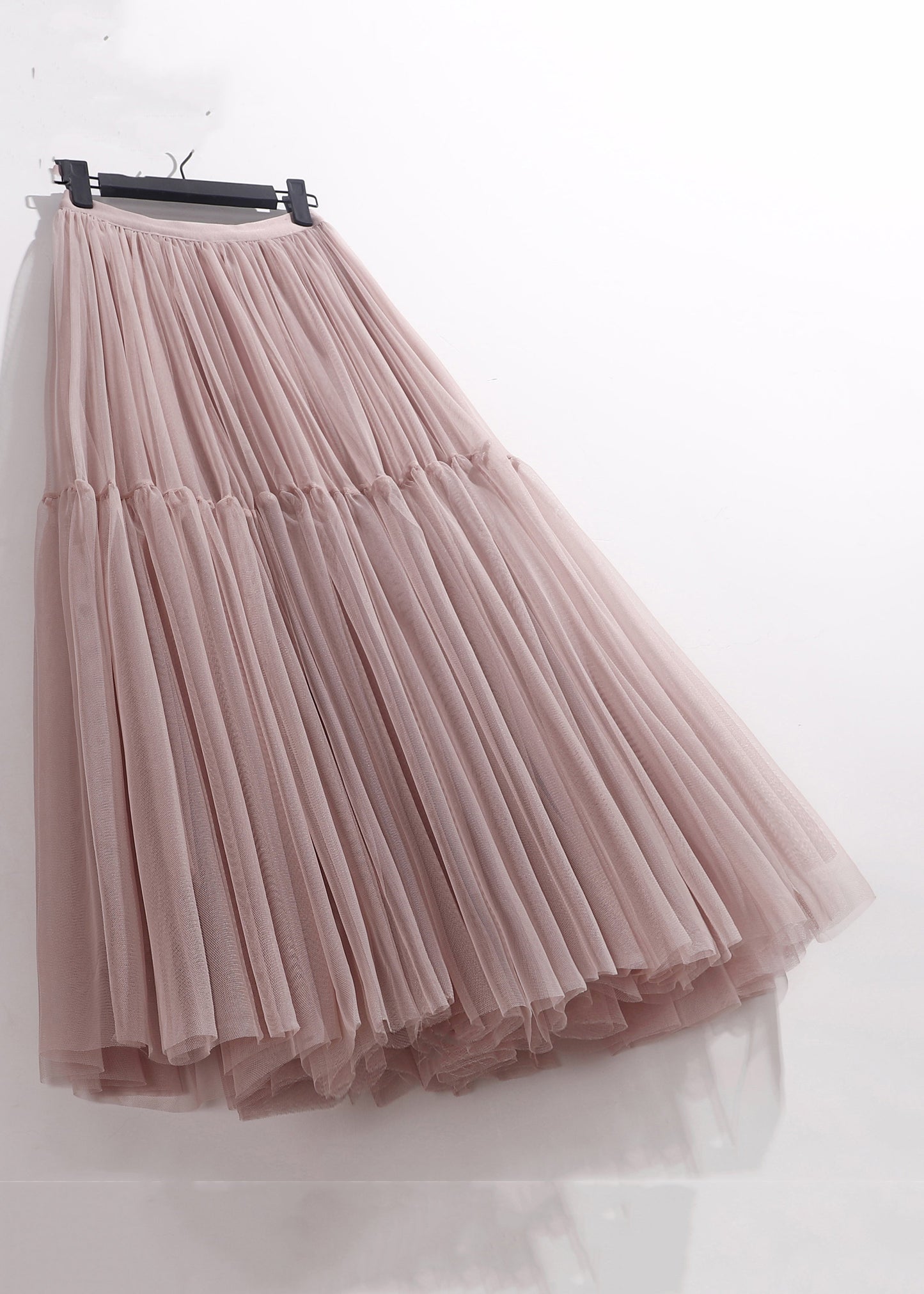 Waist Patchwork Tulle Pink Loose Skirt High Summer Pleated