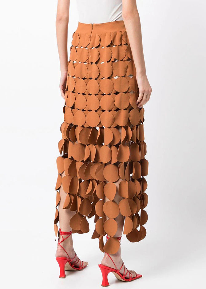 Up Out Skirts Original Hollow Design Orange Zip Summer