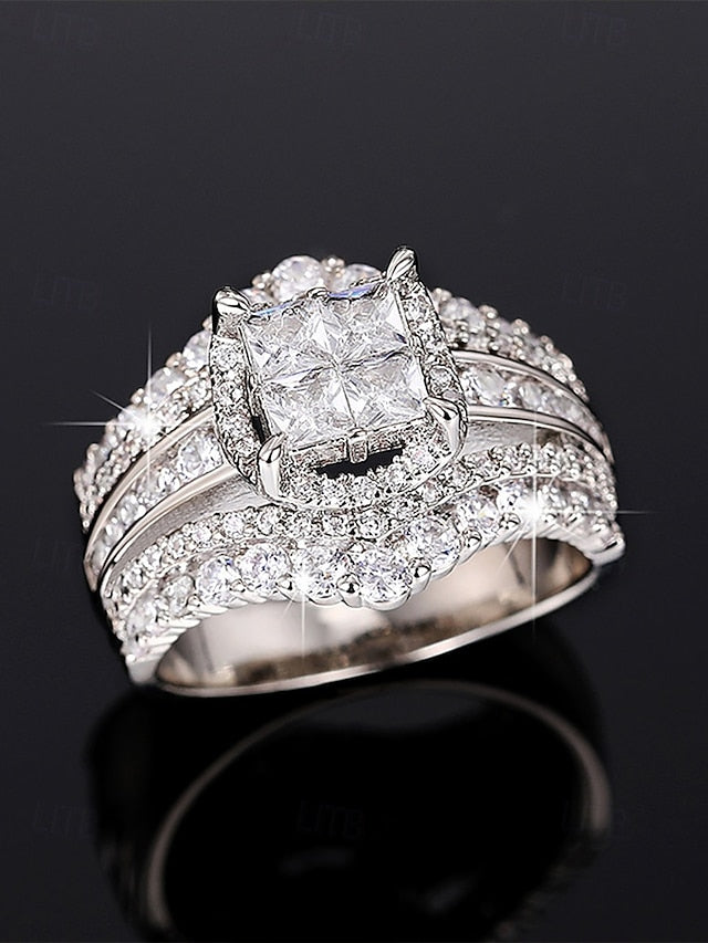 Cubic with Ring Zirconia Wedding Set Luxury