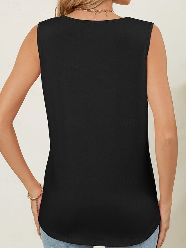 Women's Tank Top Solid Color Stylish Casual Sleeveless Crew
