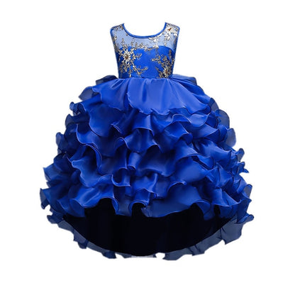 Girls' Summer 4-13 Wedding Party Floral Kids Ruffle Dress