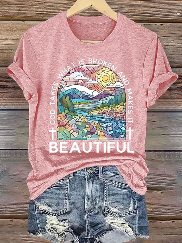 Women's T Shirt Print Floral Graphic Letter Vintage Fashion